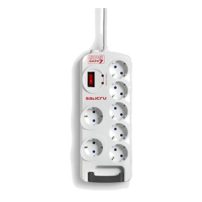 Multiprise parafoudre Salicru SPS Safe 7 - 7 prises avec interrupteur, blanc