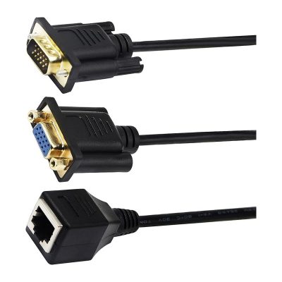Adaptateur VGA 15 broches mâle vers RJ45 femelle avec câble court