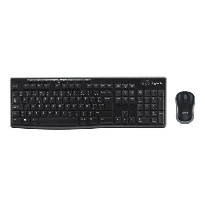 Pack clavier et souris sans fil Logitech MK270 noir vue de face avec disposition AZERTY